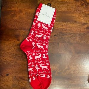 Vera Bradley Crew Socks Reindeer Intarsia Red